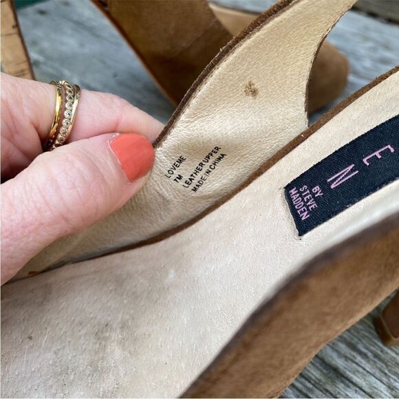 STEVE MADDEN light brown Slingback with cork heels size 7 - Picture 9 of 9